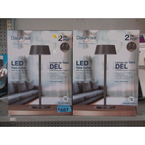 2 Sets of 2 Dawnrise Petite LED Touch Lamps