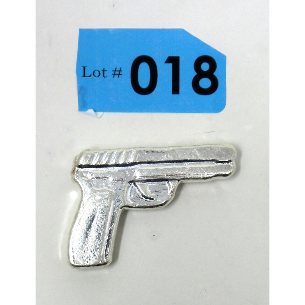 2 Oz .999 Silver 2D Revolver Pistol Bar