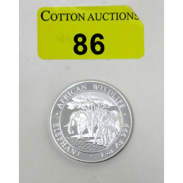 1 Oz .999 Silver 2013 African Wildlife Elephant Coin 