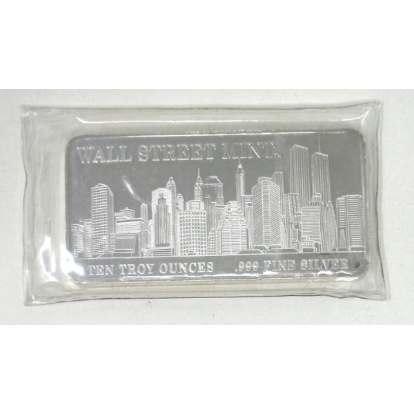 10 Oz .999 Silver Wall Street Mint Bar