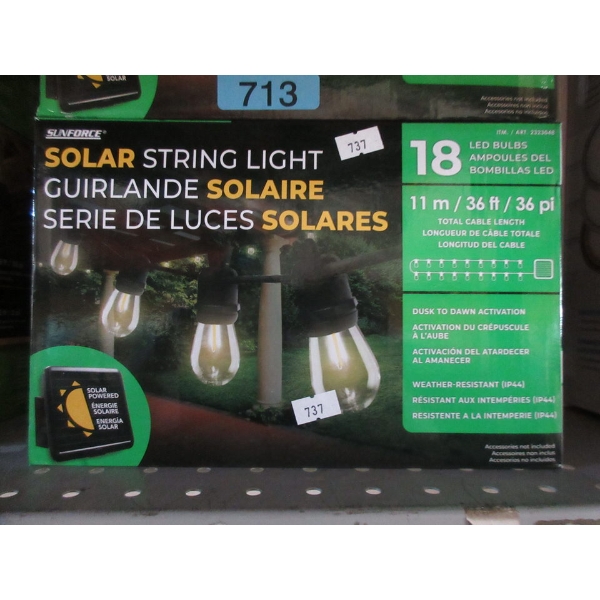 Sunforce 18 Bulb Solar Dusk to Dawn String Light