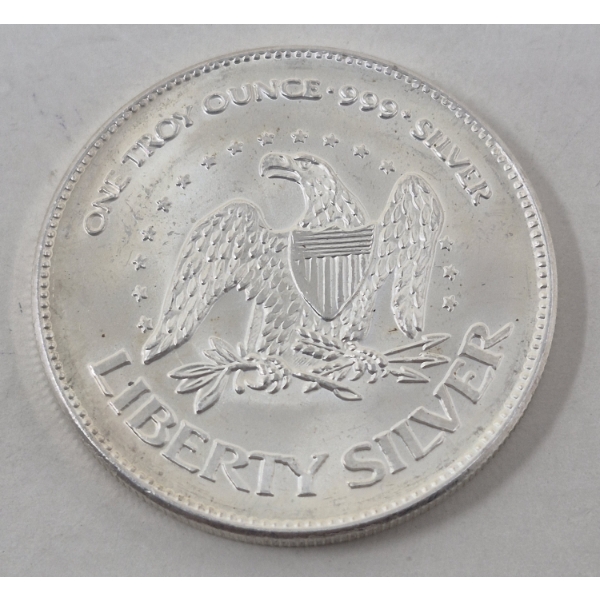 1 Oz .999 Silver Liberty Bell/Eagle Round 