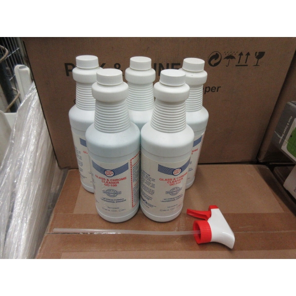 Five 682 ml Bottles of Glass & Chrome Cleaner