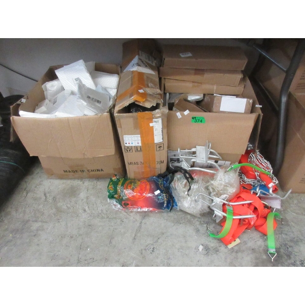 3 Boxes and Stack of Loose Overstock Goods