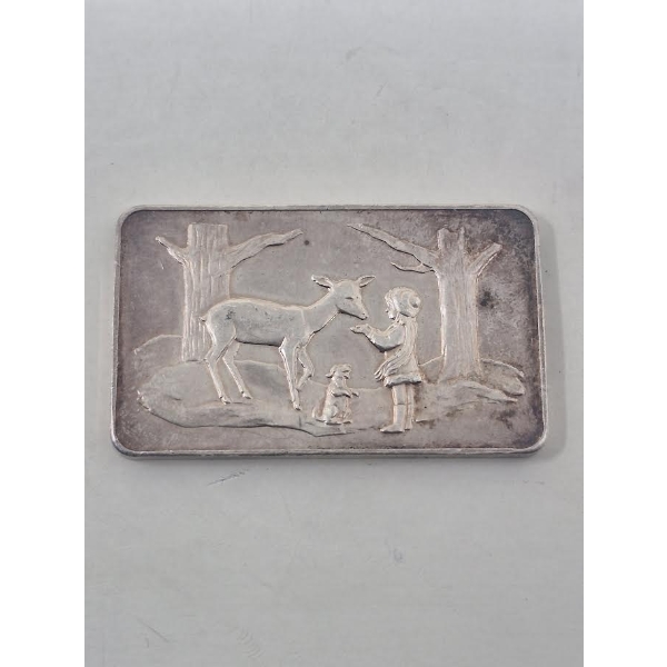 1 Oz .999 Silver 1973 Winter Scene Bar 