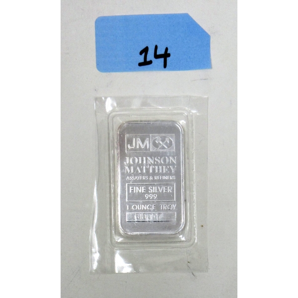 1 Oz .999 Silver Johnson Matthey Bar