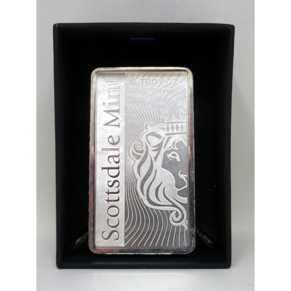 10 Oz .999 Silver Scottsdale Lion Mint Bar