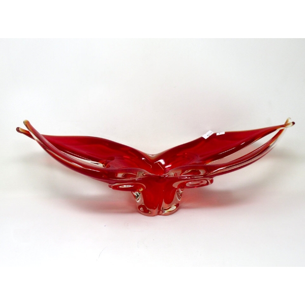 MCM Red Canadian Art Glass Centerpiece Bowl