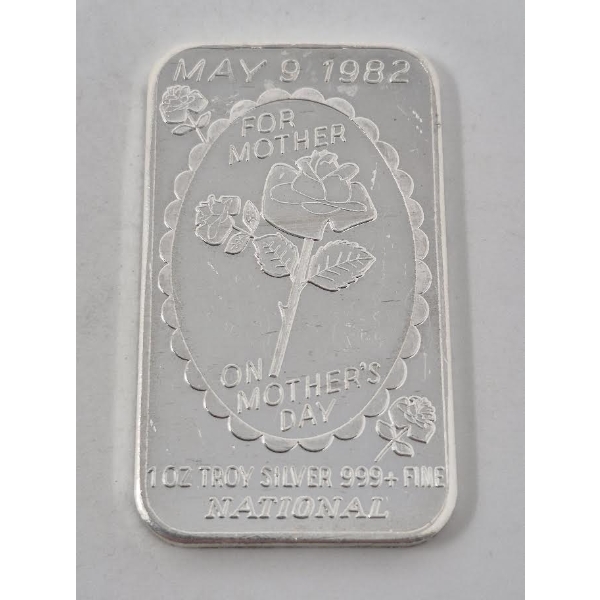 1 Oz .999+ Silver 1982 National Refiners Bar