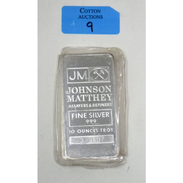 10 Oz .999 Silver Johnson Matthey Bar 
