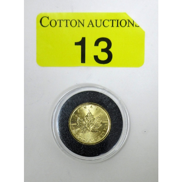 1/4 Oz .9999 Fine Gold 2021 Maple Leaf Coin 