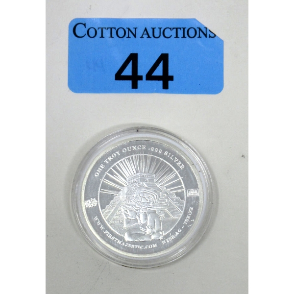 1 Oz .999 Silver First Majestic Aztec Round 