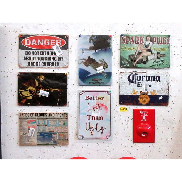 1 Coca-Cola Bottle Opener & 7 Metal Wall Signs