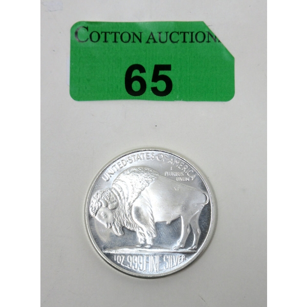 1 Oz .999 Silver Buffalo/Indigenous Art Round 