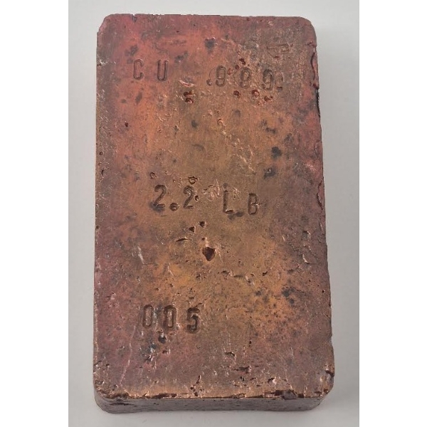 2.2 Pound .999 Fine Copper Bar