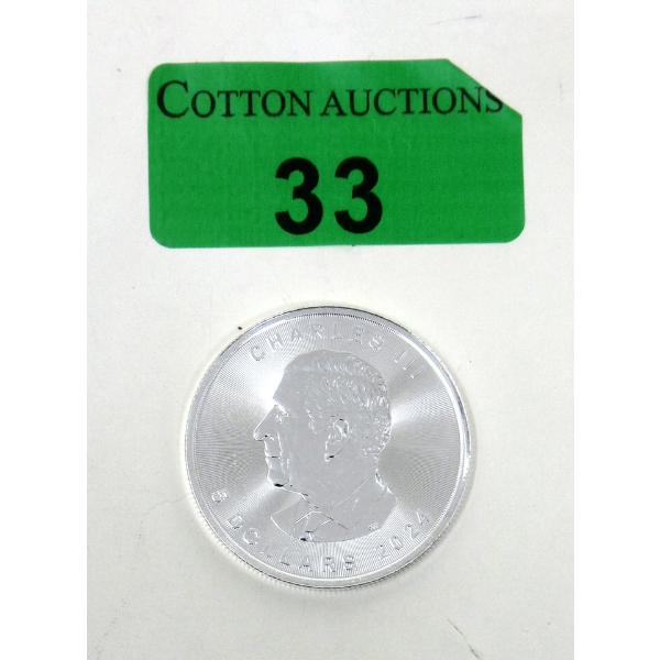 1 Oz .9999 Silver 2024 Canada Maple Leaf Coin 