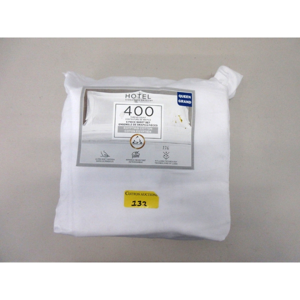 Queen 6 Pcs. White Cotton Sateen Sheet Set