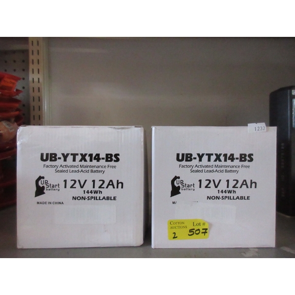 2 New UB-YTX14-BS Sealed Lead Acid Batteries 