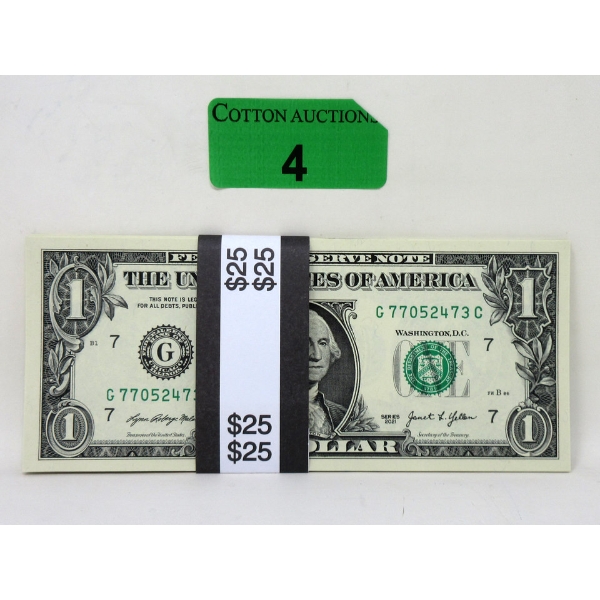 25 x $1 USD Uncirculated Sequentially Numbered Bundle 