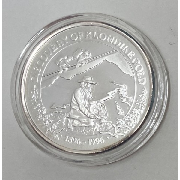 1 Oz .999 Silver 1996 Discovery of Klondike Gold Round 
