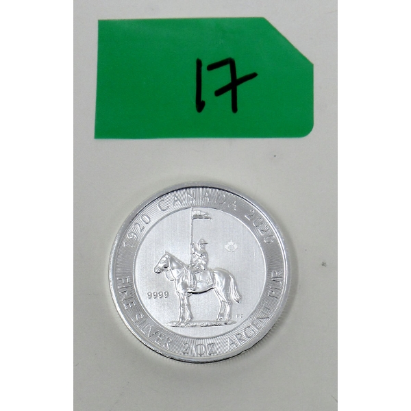 2 Oz .9999 Silver 2020 RCMP 100 Anniversary Coin 