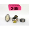 Image 1 : Three .925 Sterling Silver Crystal Gemstone Rings