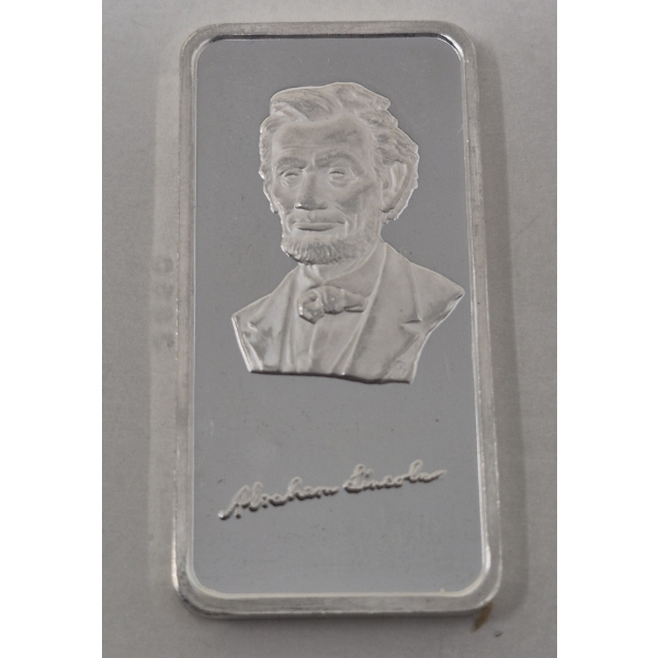 1 Oz .999 Silver Abraham Lincoln Bar 