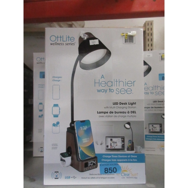 OttLite LED Desk Light with Multi Charging Station