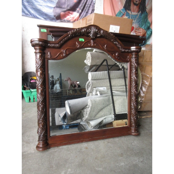 Large Wood Framed Wall Mirror - 48" x 48"