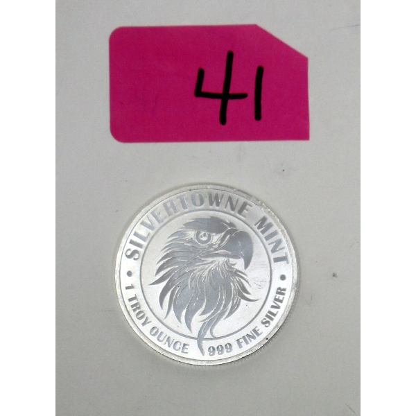 1 Oz .999 Silver Eagle SilverTowne Mint Round 