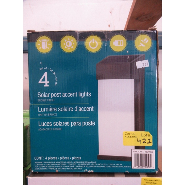 Pack of 4 Solar Post Accent Lights - Black Finish