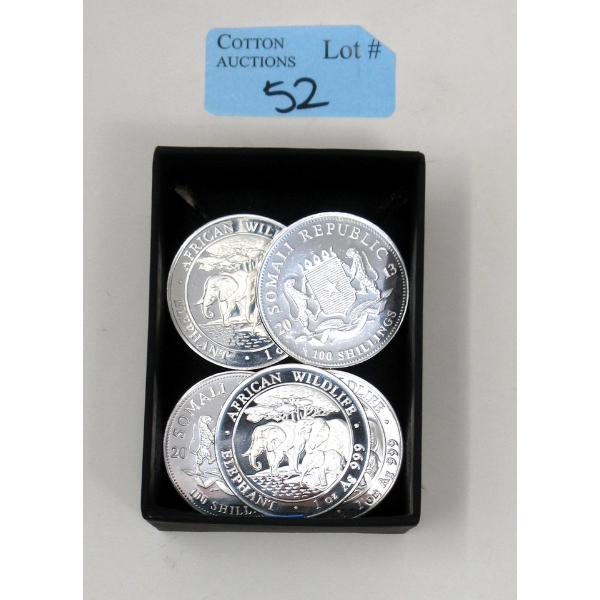 5 x 1 Oz .999 Silver 2013 African Wildlife Elephant Coins 