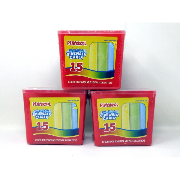3 New Pails of 15 Playskool Sidewalk Chalk