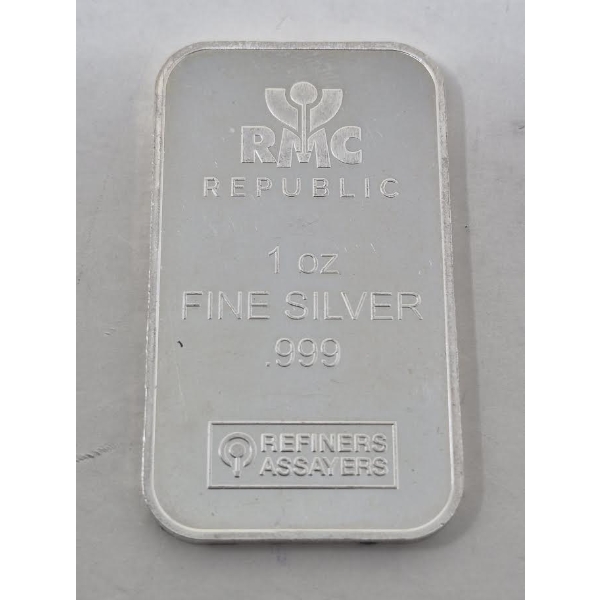 1 Oz .999 Silver RMC Republic Bar 