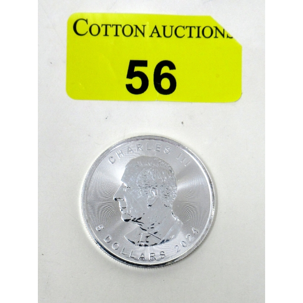 1 Oz .9999 Silver 2024 Canada Maple Leaf Coin 
