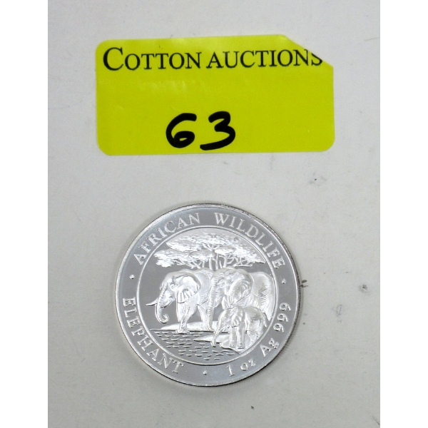 1 Oz .999 Silver African Wildlife Elephant Coin 