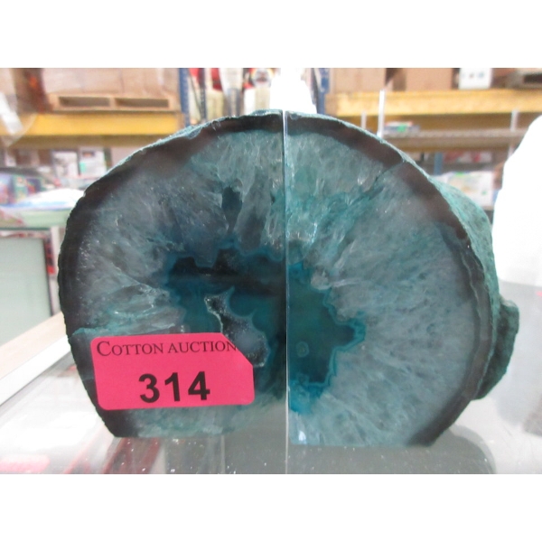 Blue Brazilian Crystal Agate Bookend Set