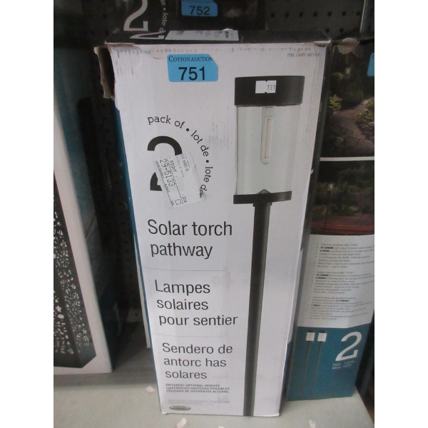 Pack of 2 Solar Torch Pathway Lights