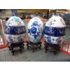 Image 1 : 3 Large Glazed Porcelain Eggs on Stands