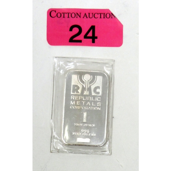 1 Oz .999 Silver Republic Metals Corp Bar 
