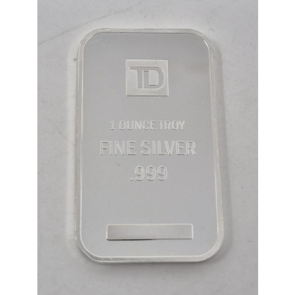 1 Oz .999 Silver TD Bank Investor Bar