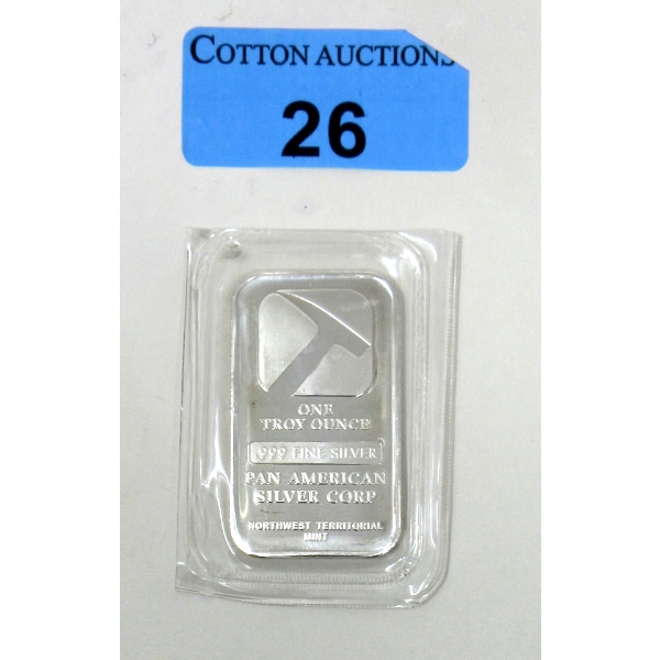 1 Oz .999 Silver Pan American Silver Corp Bar 