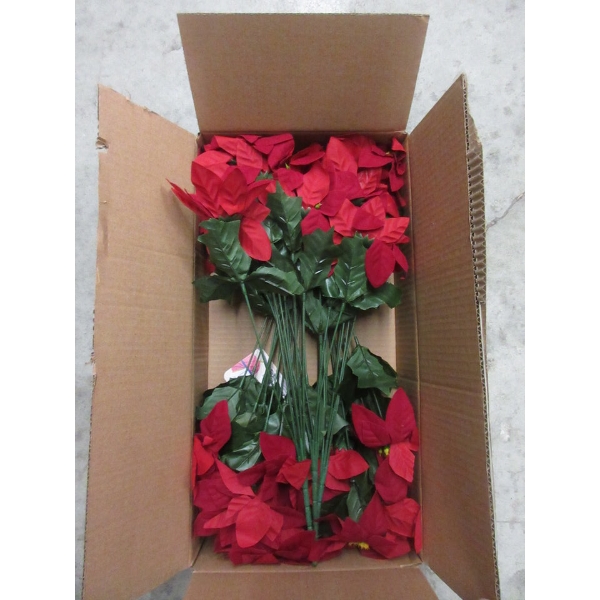 12 New Boxes of 6 Faux Poinsettia Bouquets