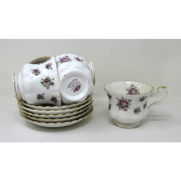 5 Royal Albert "Sweet Violet" Tea Cups with Saucers