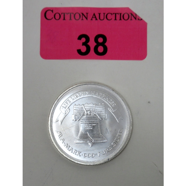 1 Oz .999+ Silver A-Mark Liberty Bell Round 