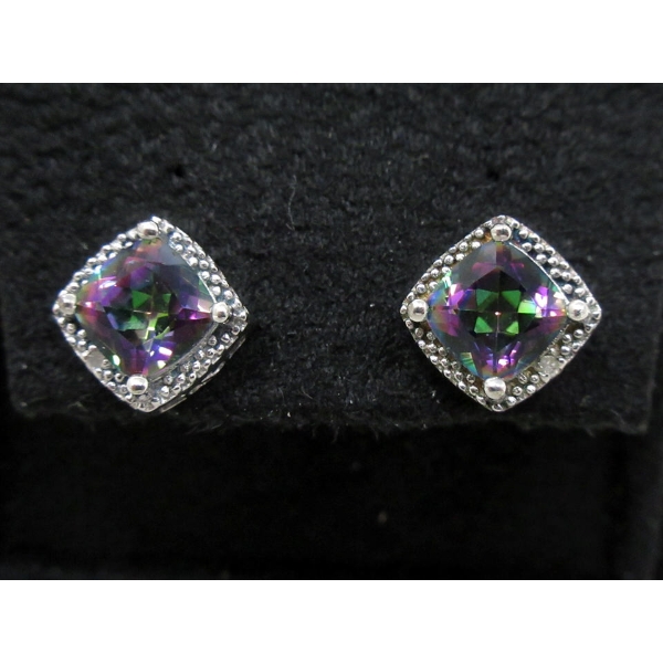 New Mystic Topaz & Diamond Sterling Silver Earrings