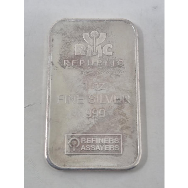 1 Oz .999 Silver RMC Refiners Bar 