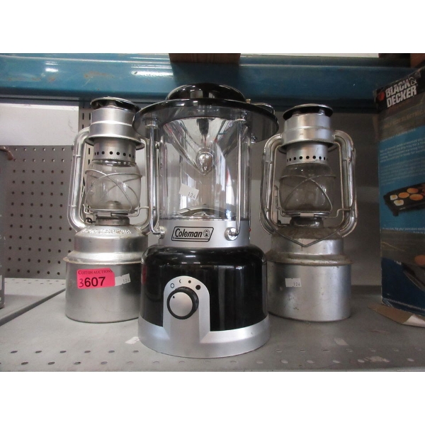 1 Battery Operated & 2 Kerosene Lanterns	