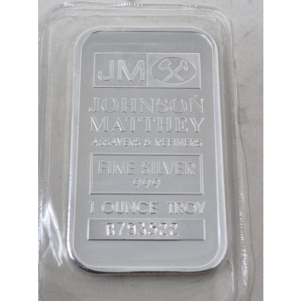 1 Oz .999 Silver Johnson Matthey Bar 