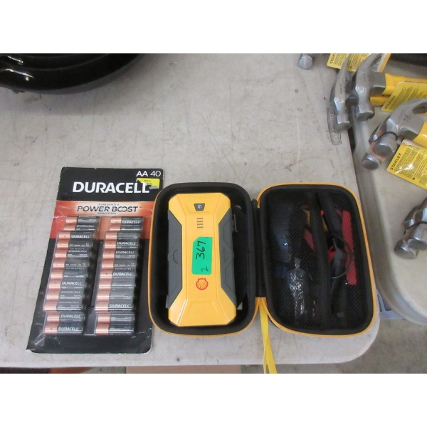 Shell Battery Jumper & Pack of Duracell AA Batteries